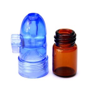 Portable Glass Tube 0.07 fl oz Blue Snuff Bottle Party Box USA