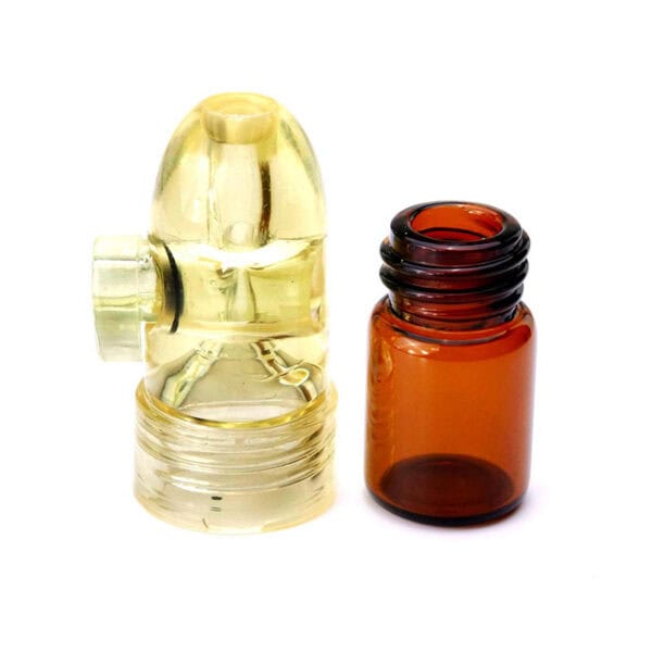 Portable Glass Tube 0.07 fl oz Yellow Snuff Bottle Party Box USA