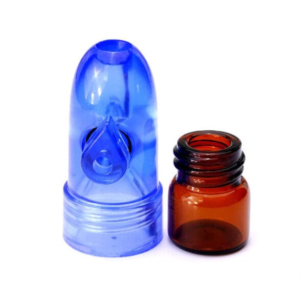 Portable Glass Tube 0.05 fl oz Blue Snuff Bottle Party Box USA