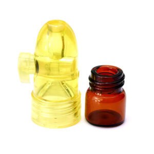 Portable Glass Tube 0.05 fl oz Yellow Snuff Bottle Party Box USA