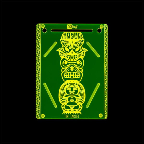 The OGS Tablet Board - Tiki - Limited Edition Neon UV Green Snuff Plate Party Box USA