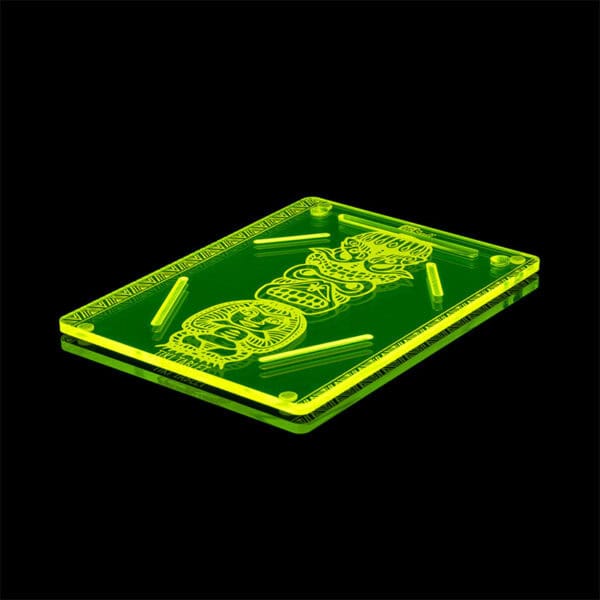 The OGS Tablet Snuff Board - Tiki - Limited Edition Neon UV Green Party Box USA